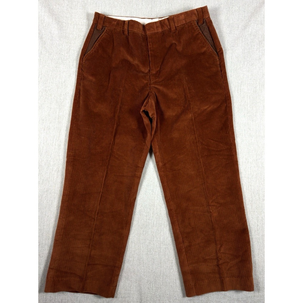 NWT $149 Orvis Wellington Supercord Pants 36x29 Rust Orange Leather Trim - Picture 1 of 16